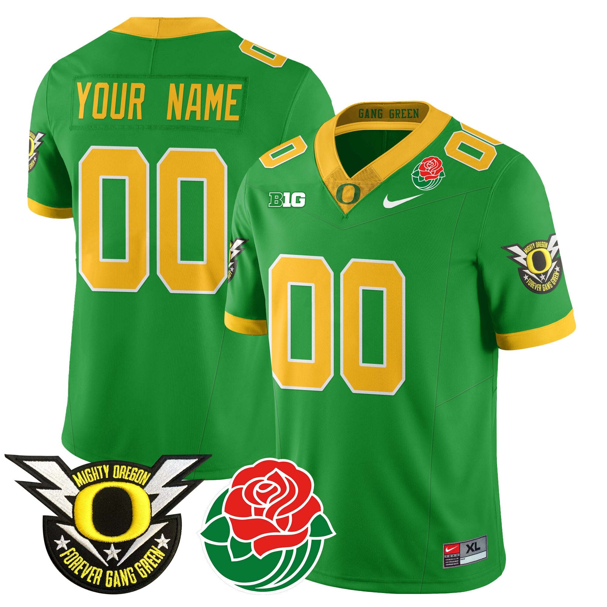 Custom Name/Gender Oregon Ducks 2024 Rose Bowl Jersey N2 - All Stitched 412VTHNJS003