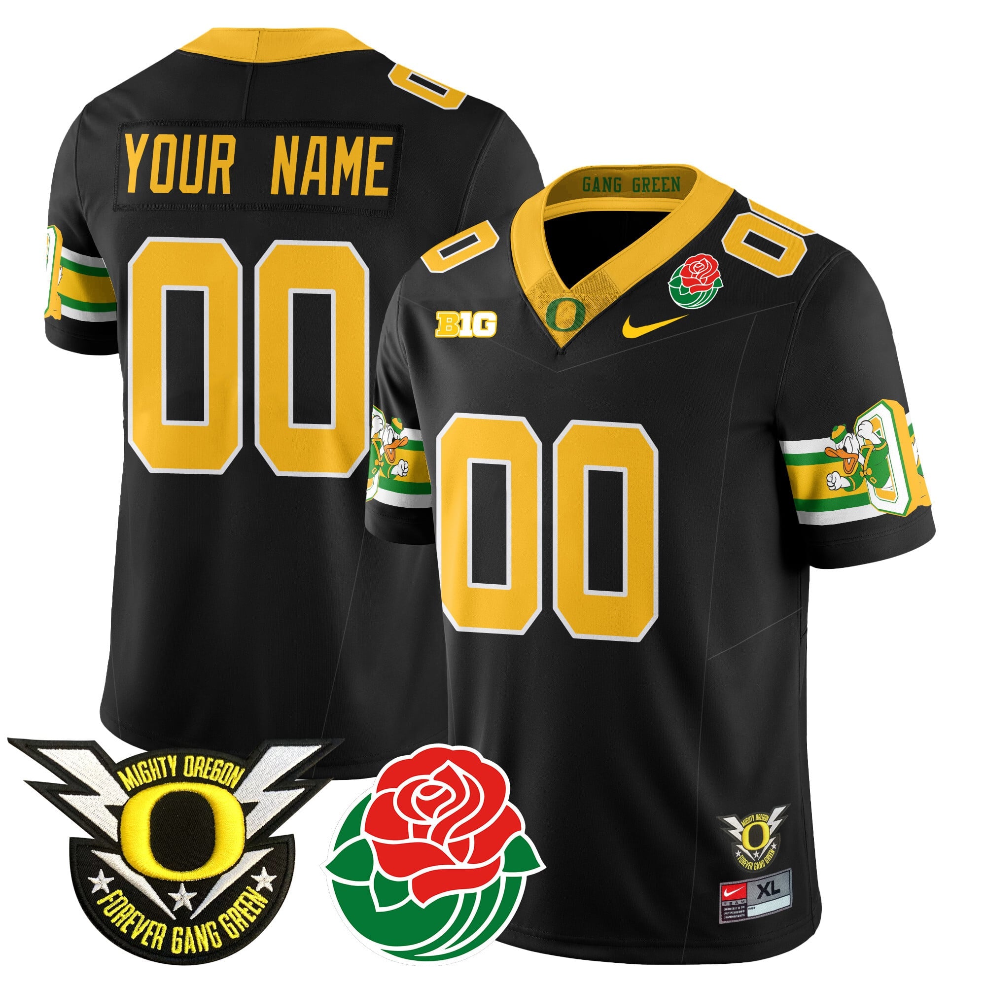 Custom Name/Gender Oregon Ducks 2024 Rose Bowl Jersey - All Stitched 412VTHNJS003