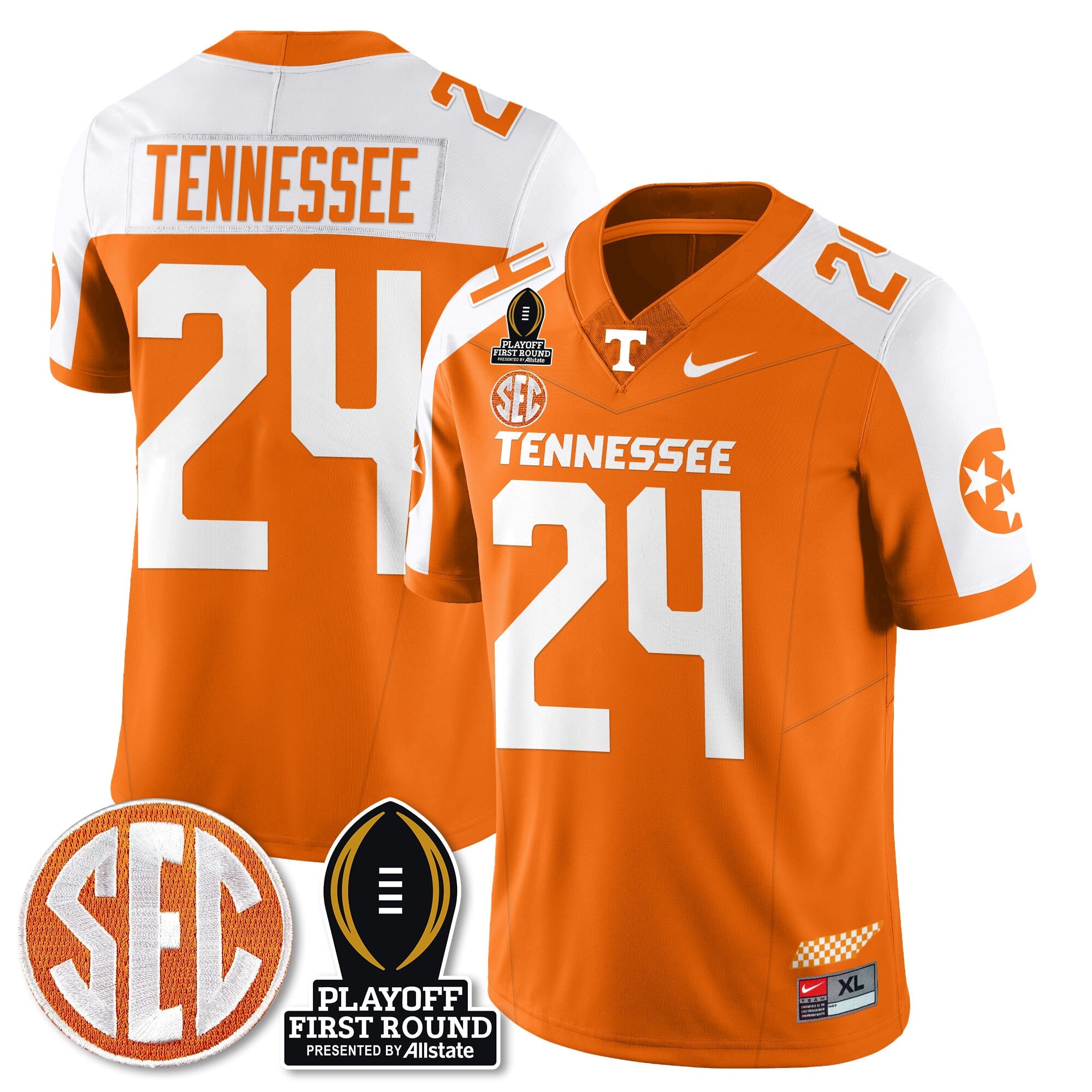 Men's Tennessee Volunteers Football Jersey - Playoff First Round Patch - All Stitched