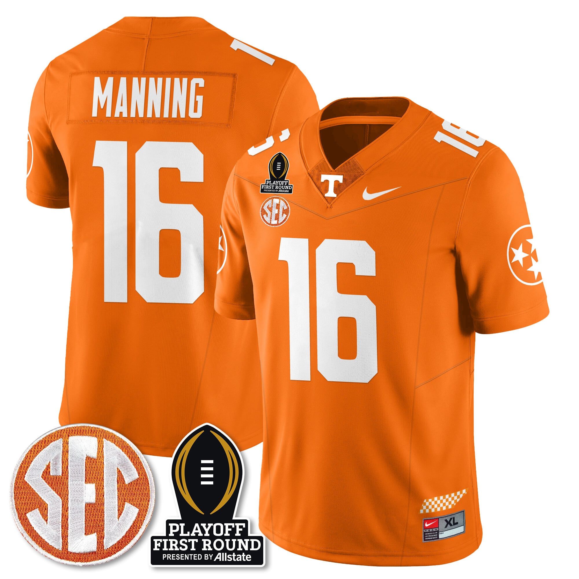 Men's Tennessee Volunteers Football Jersey - Playoff First Round Patch - All Stitched