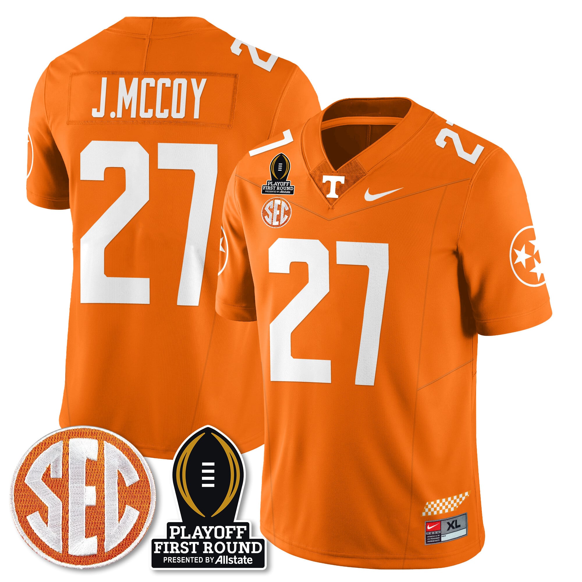 Men's Tennessee Volunteers Football Jersey - Playoff First Round Patch - All Stitched