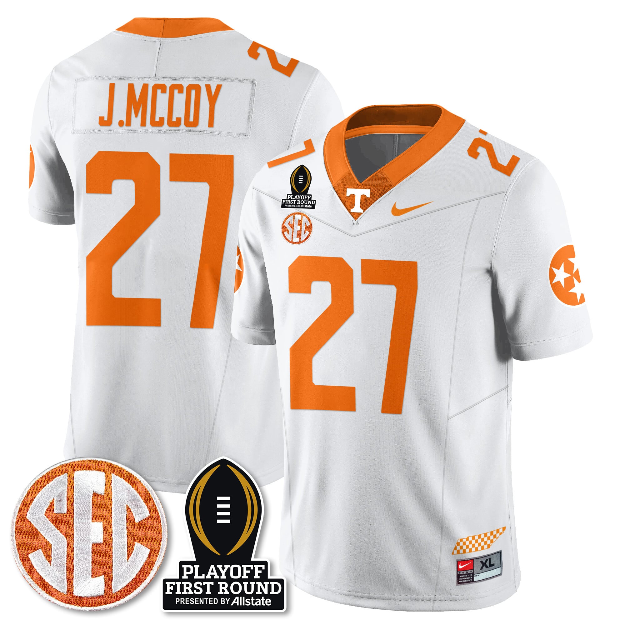 Men's Tennessee Volunteers Football Jersey - Playoff First Round Patch - All Stitched