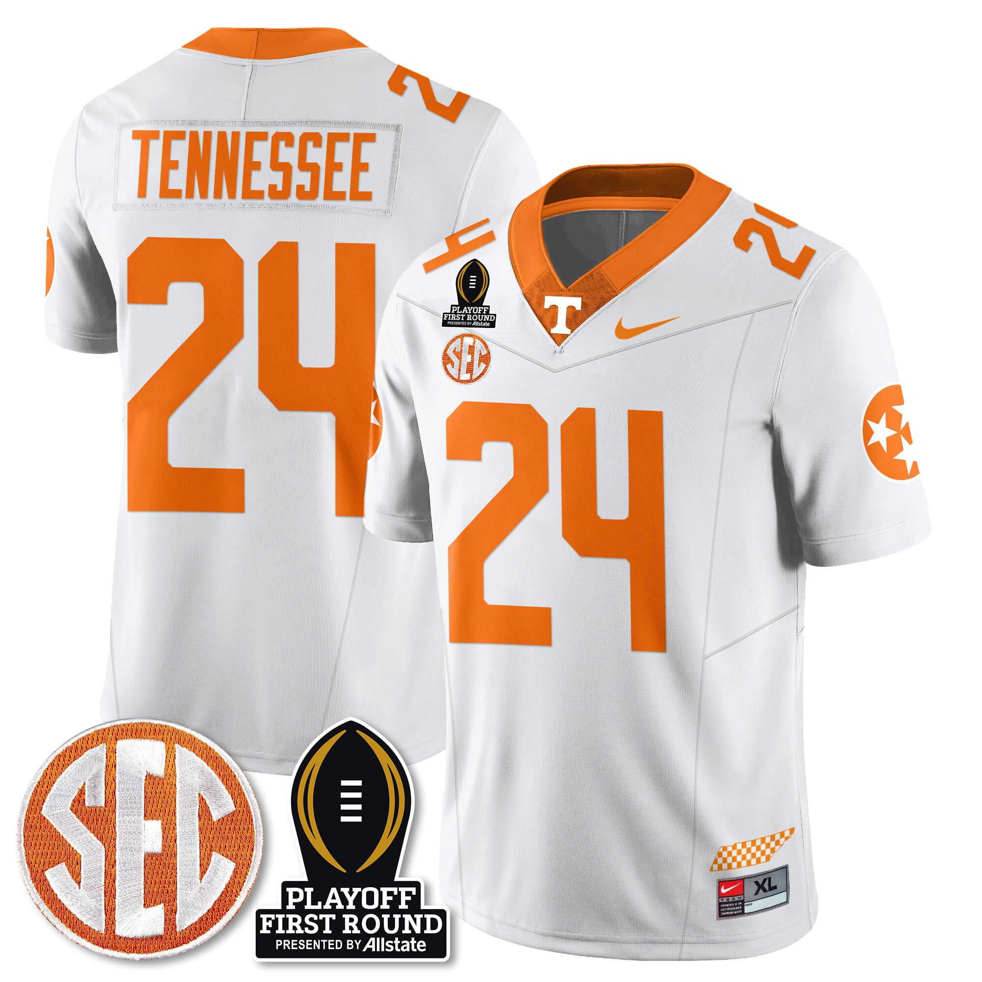Men's Tennessee Volunteers Football Jersey - Playoff First Round Patch - All Stitched