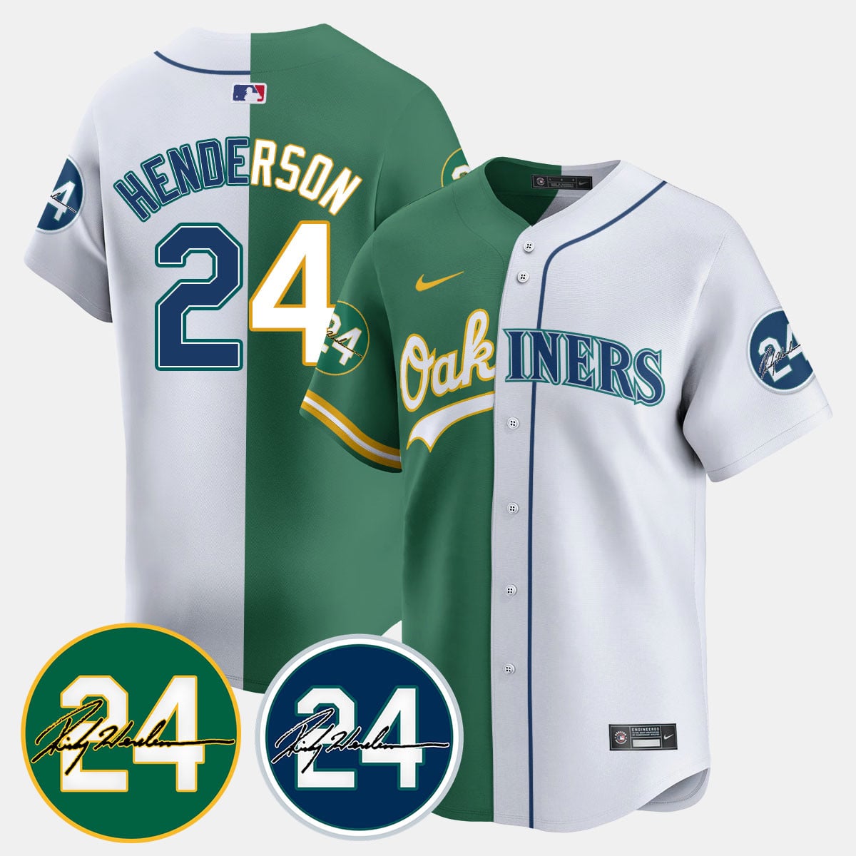 Oakland - Seattle Mariners Ricky Henderson Memorial Jersey - All Stitched