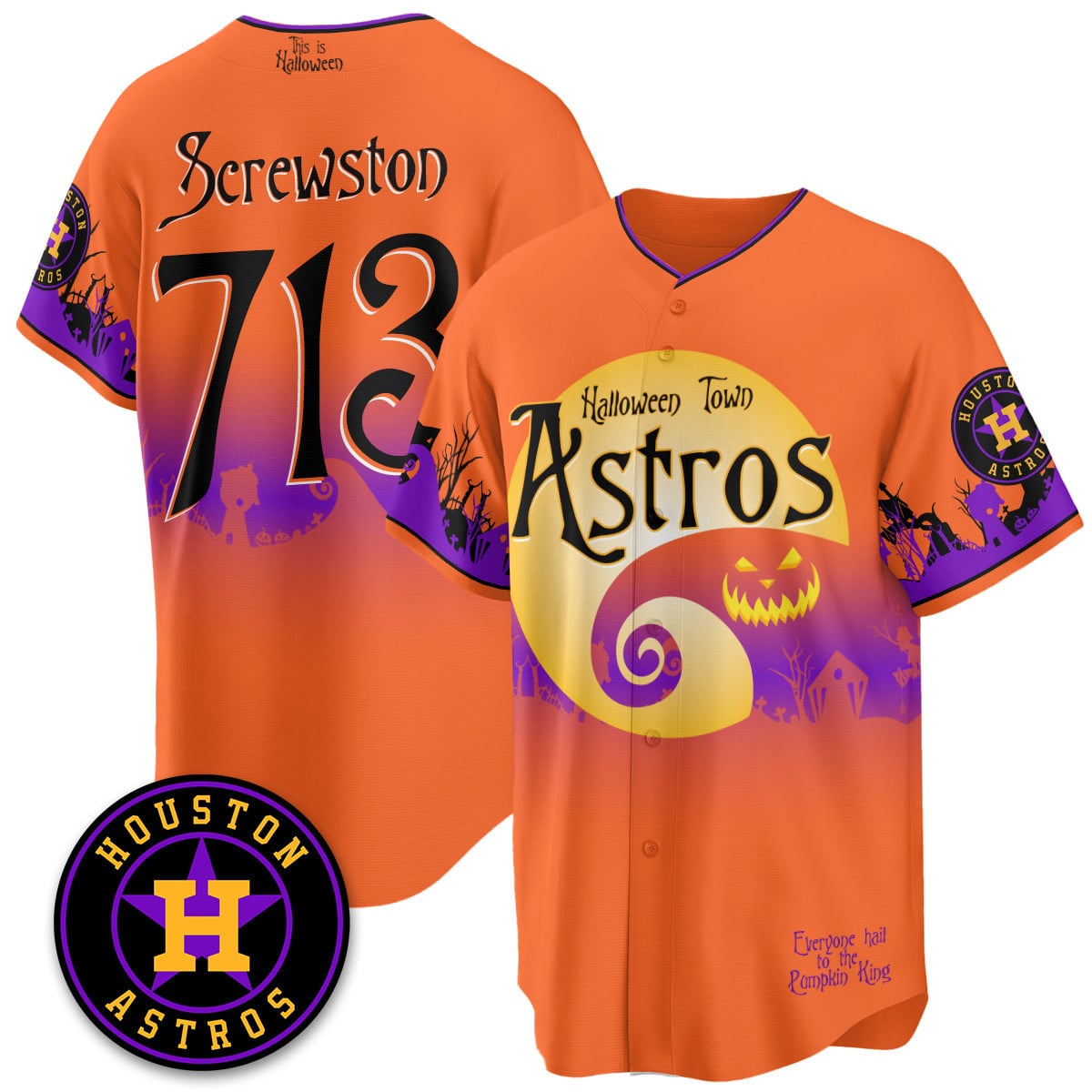 Houston Astros "Halloween Town" Limited Custom Jersey - Stitched