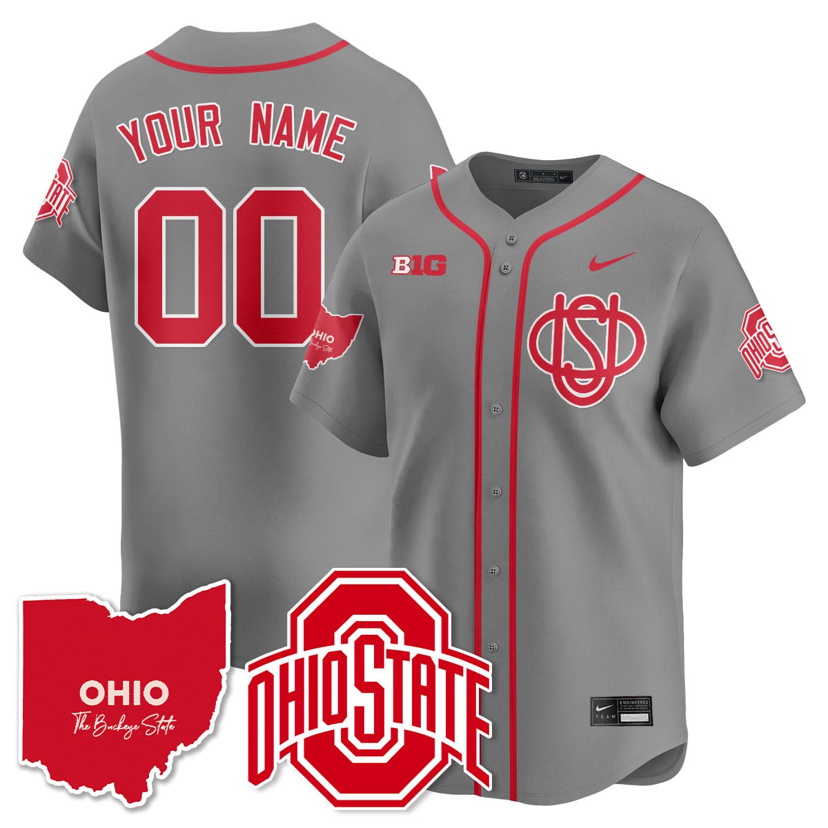 Ohio State Buckeyes 2025 Wordmark Custom Jersey - All Stitched