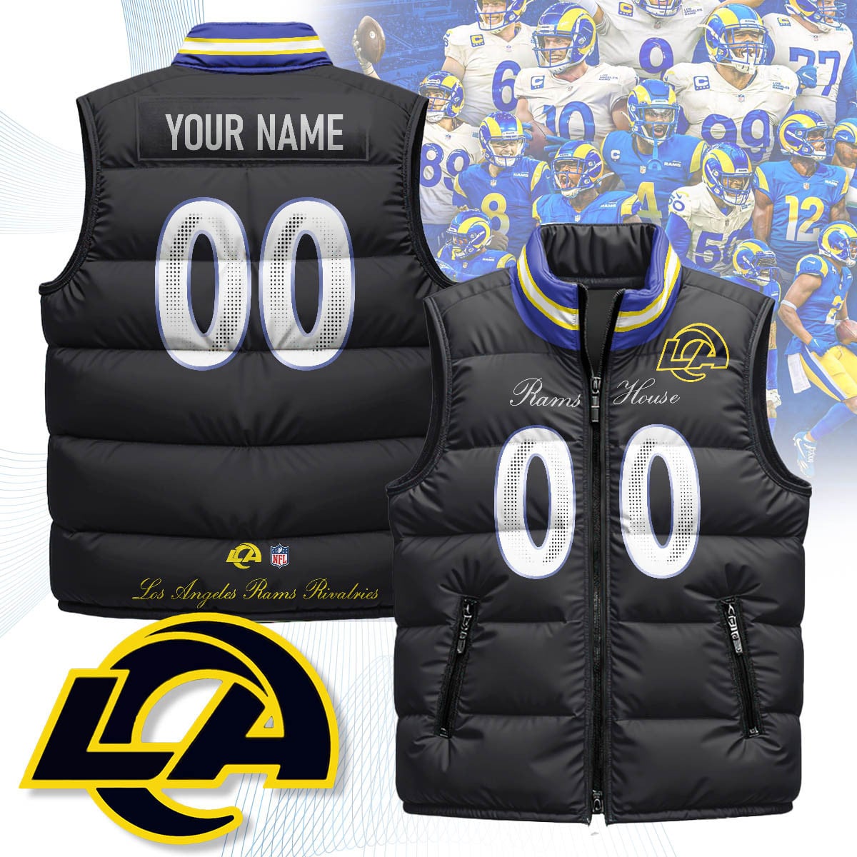 Custom Los Angeles Rams Rivalry Series Puffer Vest