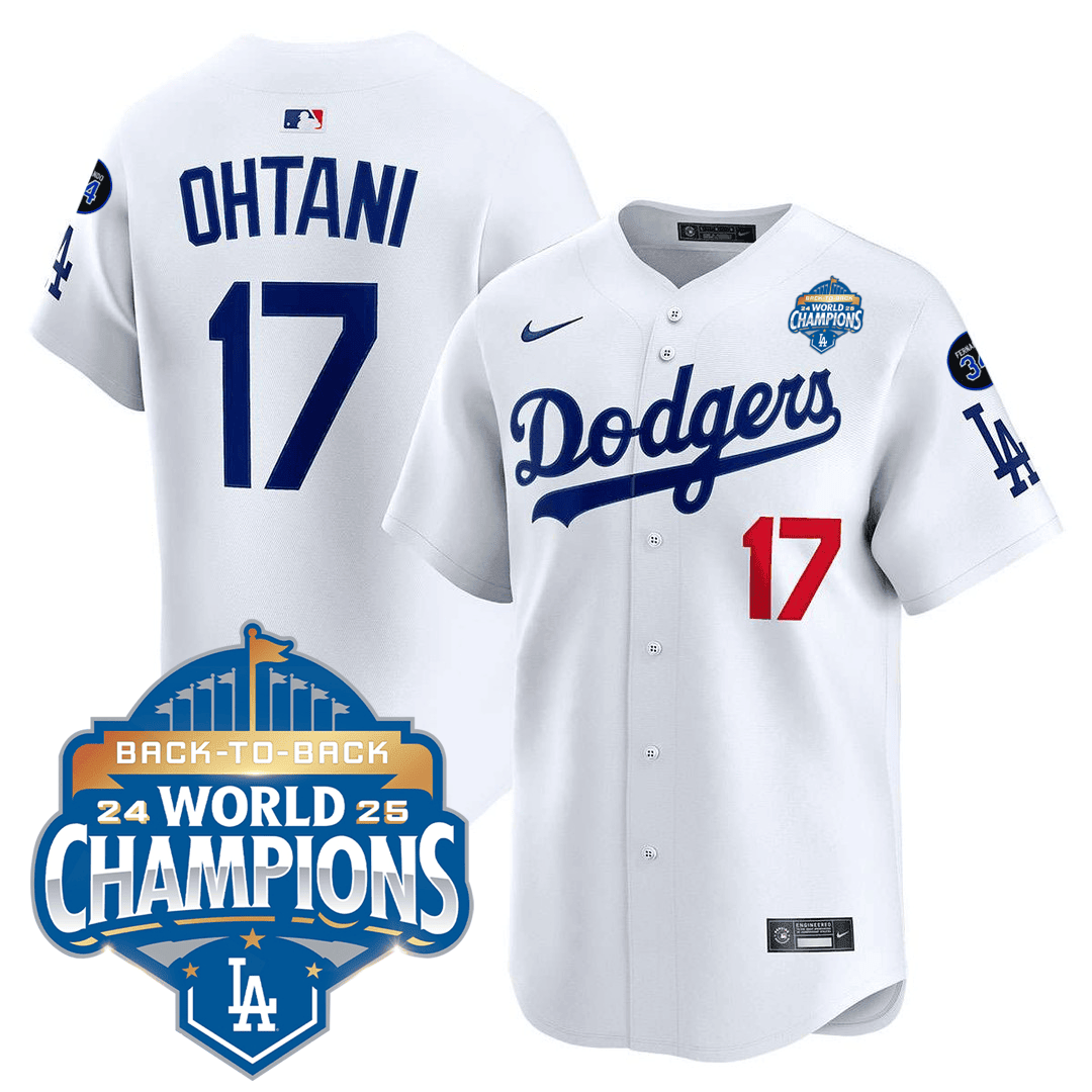 Men's Dodgers 2025 World Series - Back To Back Champions Vapor Premier Limited Jersey V2 - All Stitched
