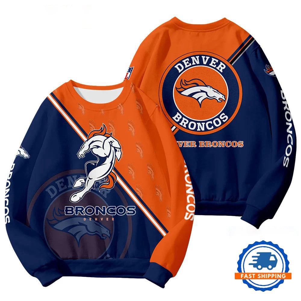DEN Broncos Football Team Round Neck Sweatshirt