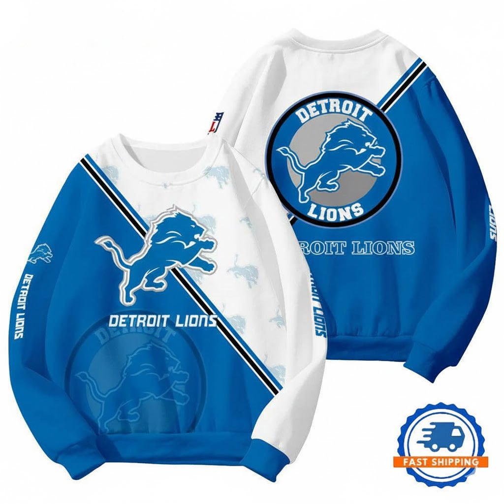 DET Lions Football Team Round Neck Sweatshirt