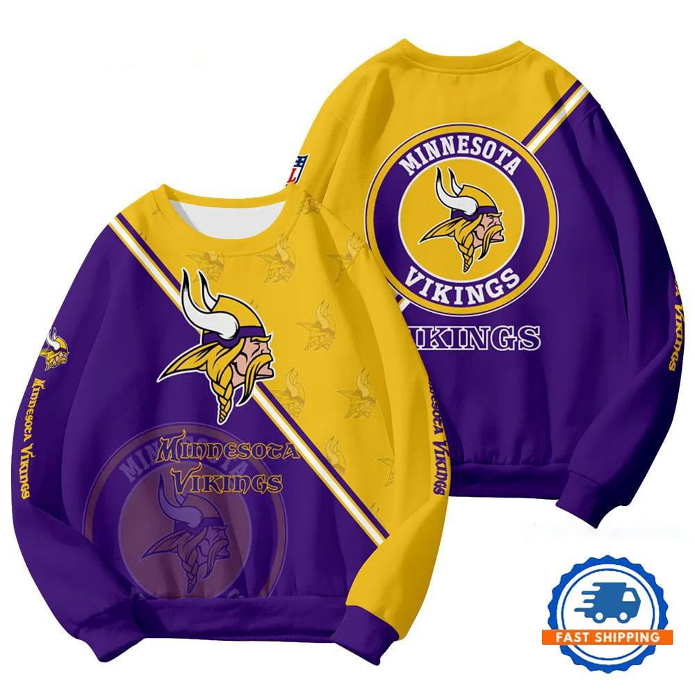 MIN Vikings Football Team Round Neck Sweatshirt