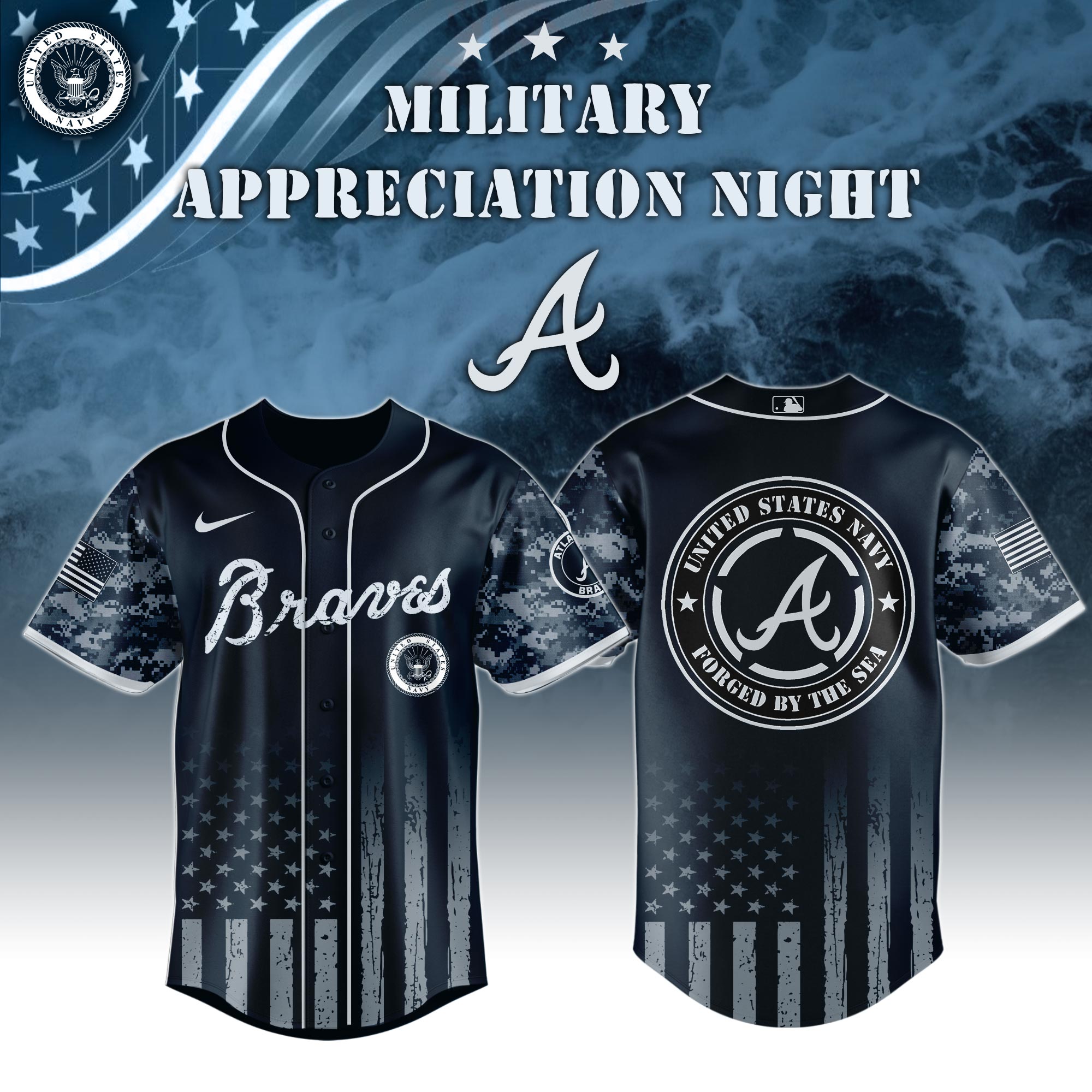 Atlanta Braves Navy Military Appreciation Night Jersey