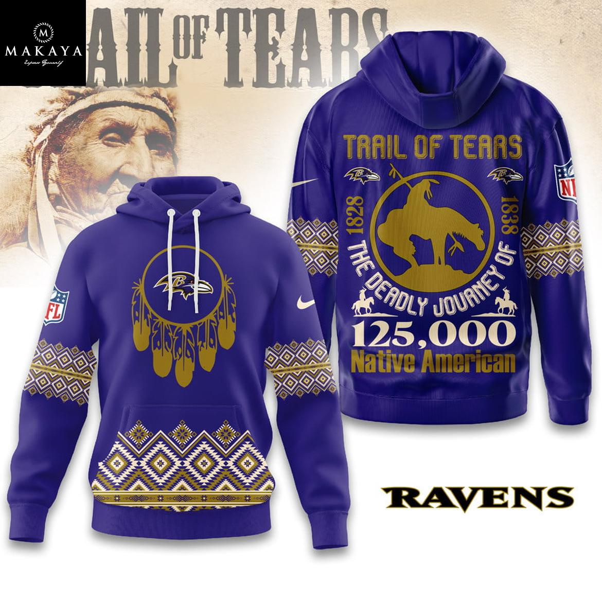 Baltimore Ravens NFL Native American Journey 2025 The Trail Of Tears Hoodie