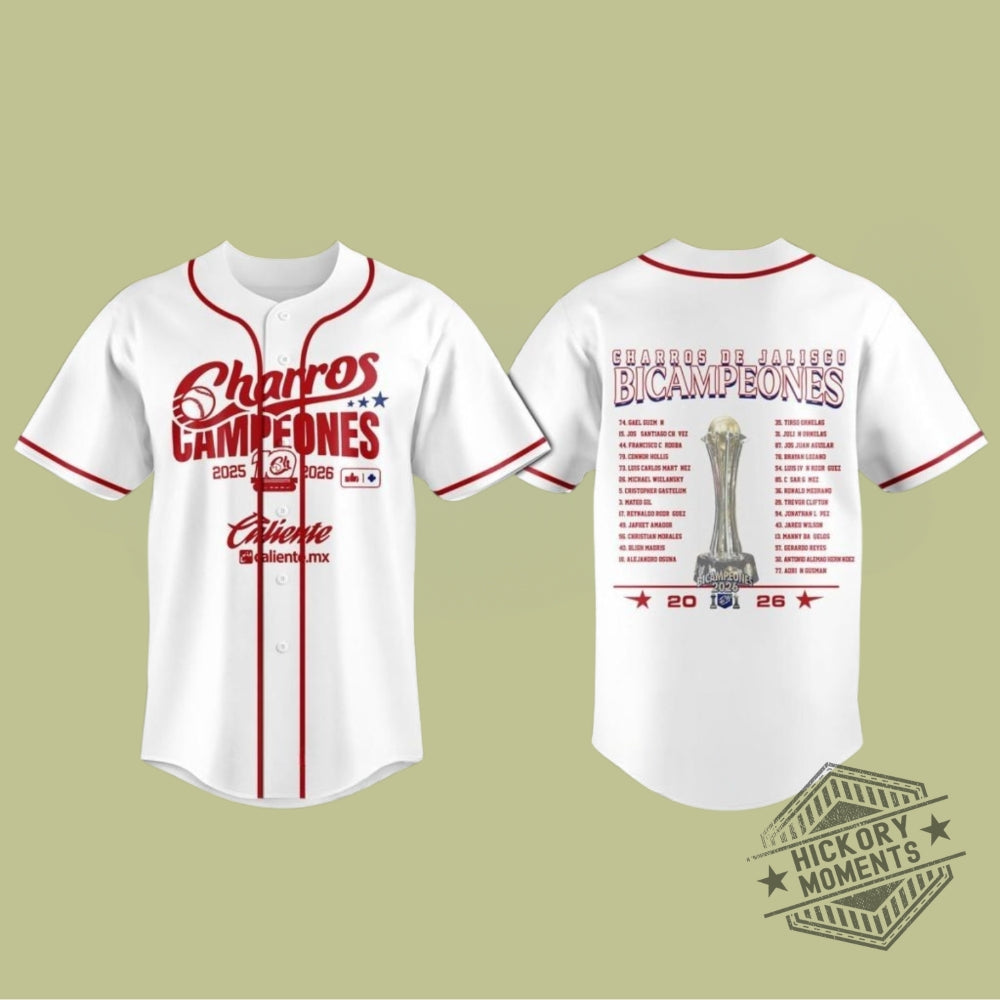 Charros De Jalisco Celebrate Glory 2026 Bicampeones Personalized White Baseball Jersey