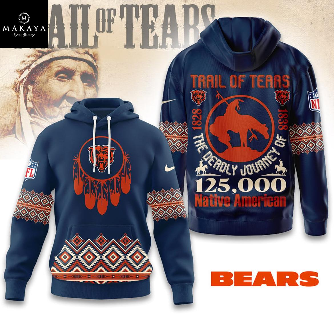 Chicago Bears NFL Native American Journey 2025 The Trail Of Tears Hoodie