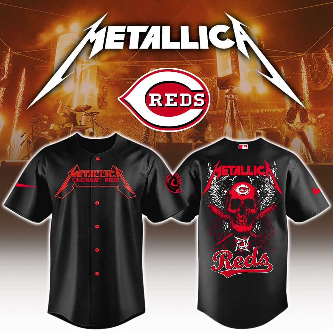 Cincinnati Reds MLB Metallica Jersey