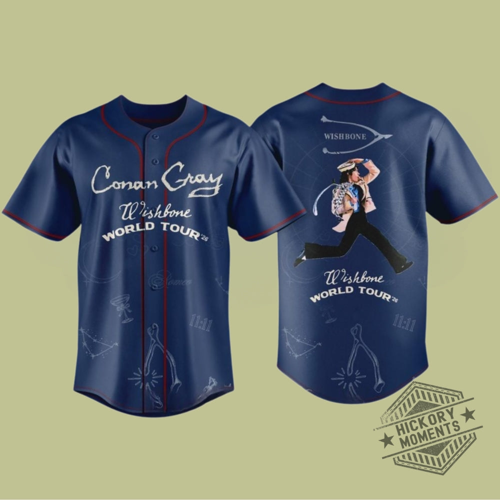 Conan Gray Wishbone World Tour 2026 Blue Personalized Baseball Jersey