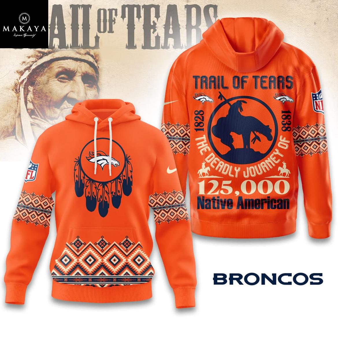 Denver Broncos NFL Native American Journey 2025 The Trail Of Tears Hoodie