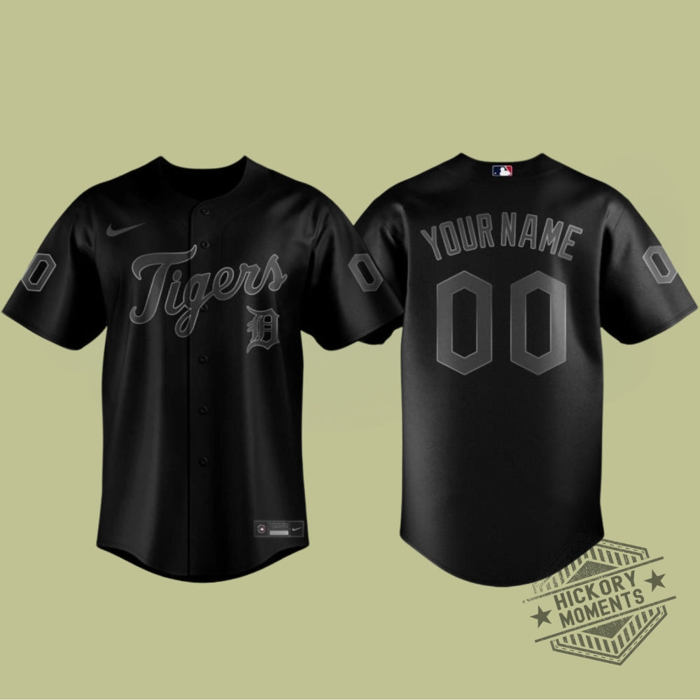 Detroit Tigers Blackout Night X Mlb 2026 Personalized Baseball Jersey