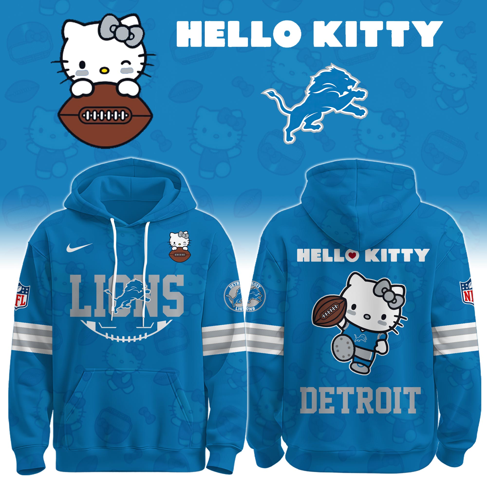 .DET Lions Special Hello Kitty Limited Edition Hoodie