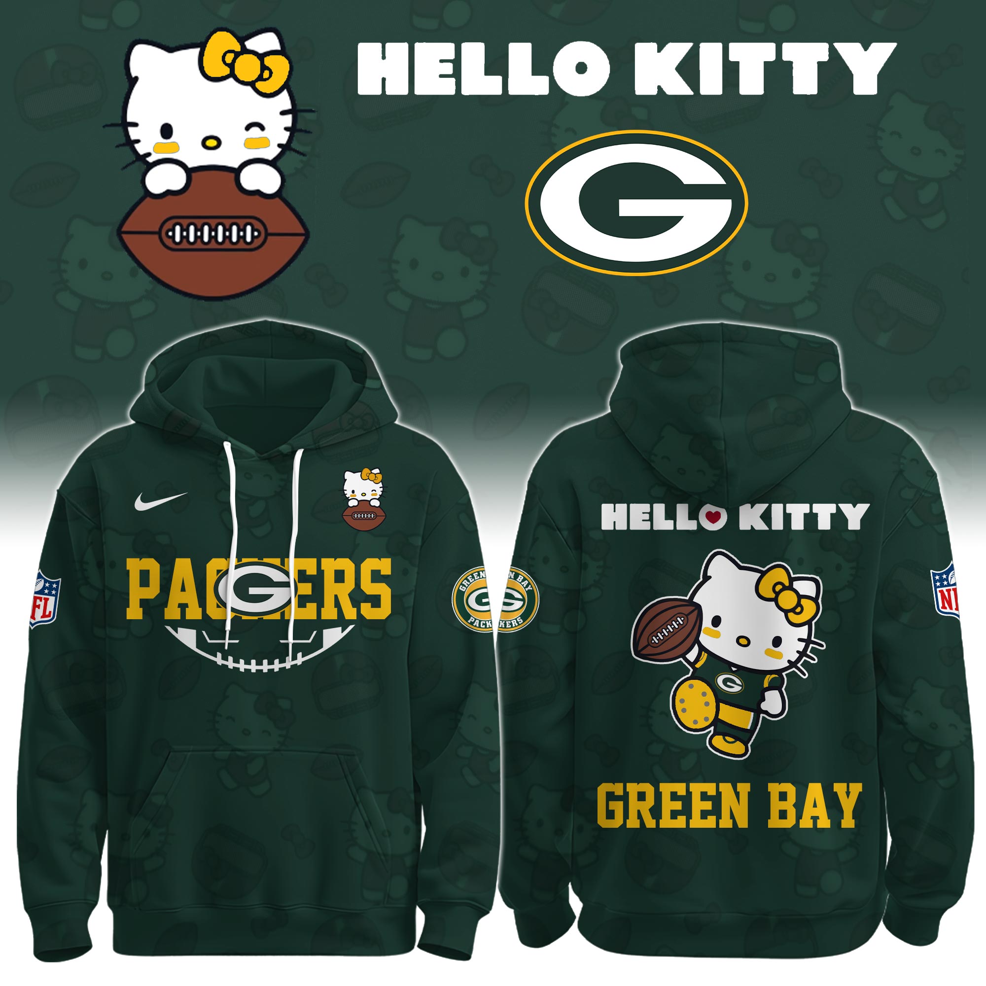 .GB Packers Special Hello Kitty Limited Edition Hoodie