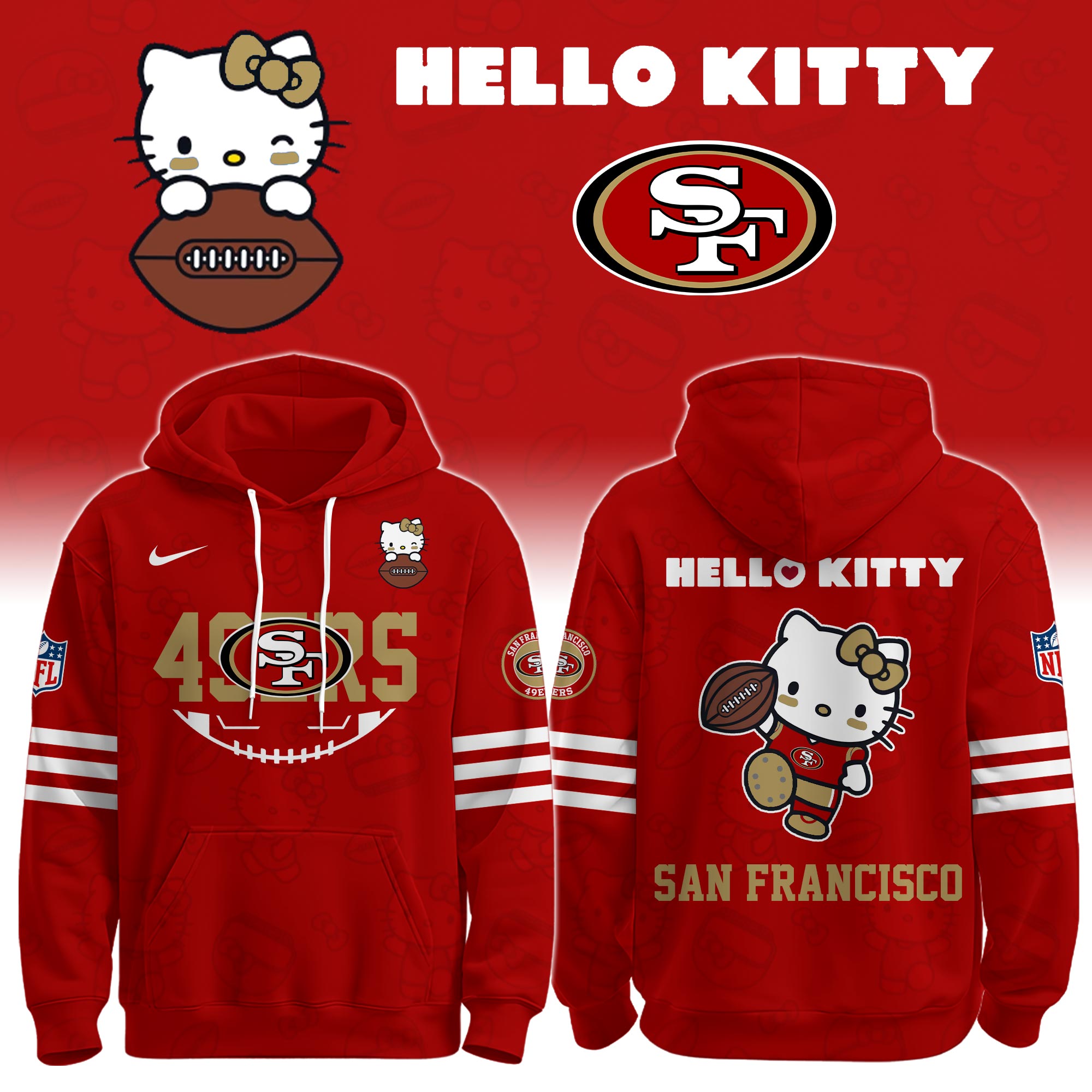 .SF 49ers Special Hello Kitty Limited Edition Hoodie