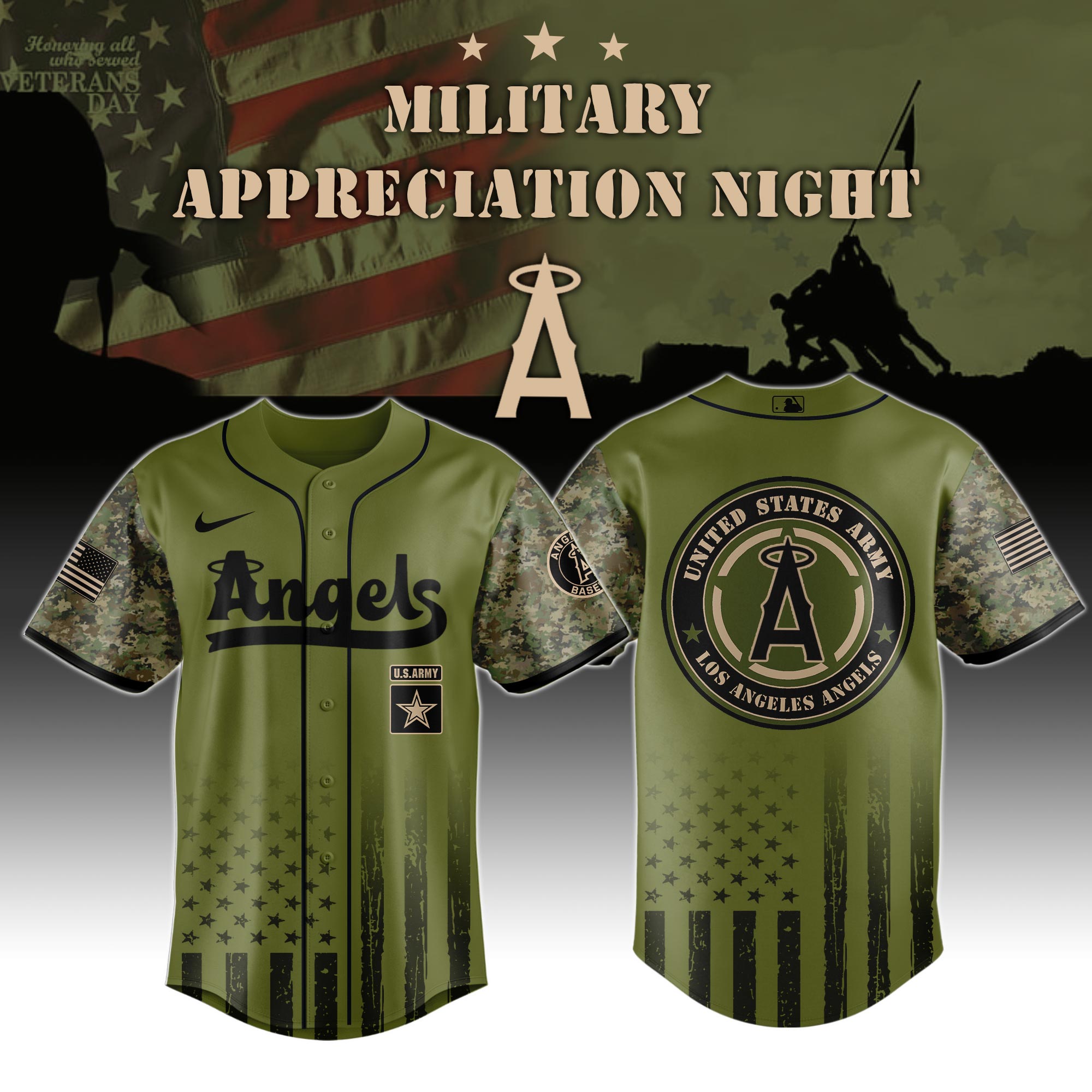 Los Angeles Angels Army Military Appreciation Night Jersey