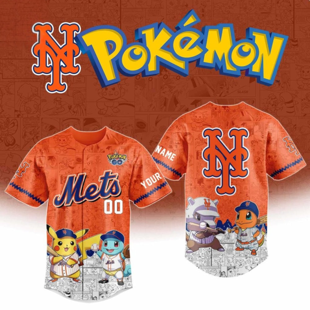 New York Mets Pokemon 2025 Pokemasters X Mlb Personalized Baseball Jersey