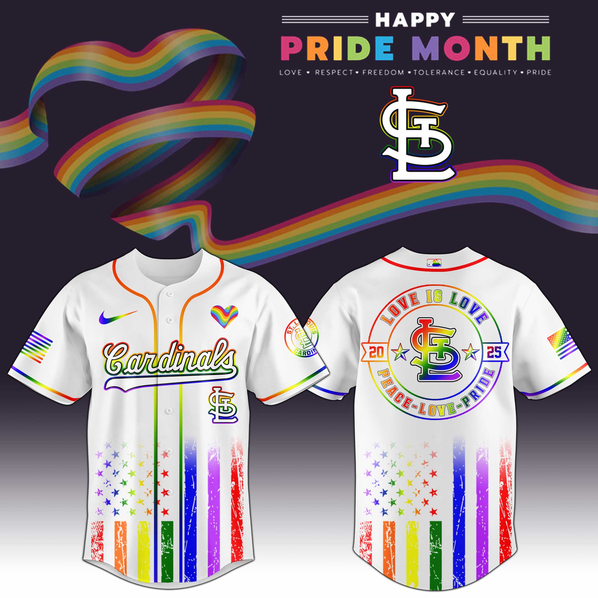 St. Louis Cardinals Happy Pride Month Baseball Jersey