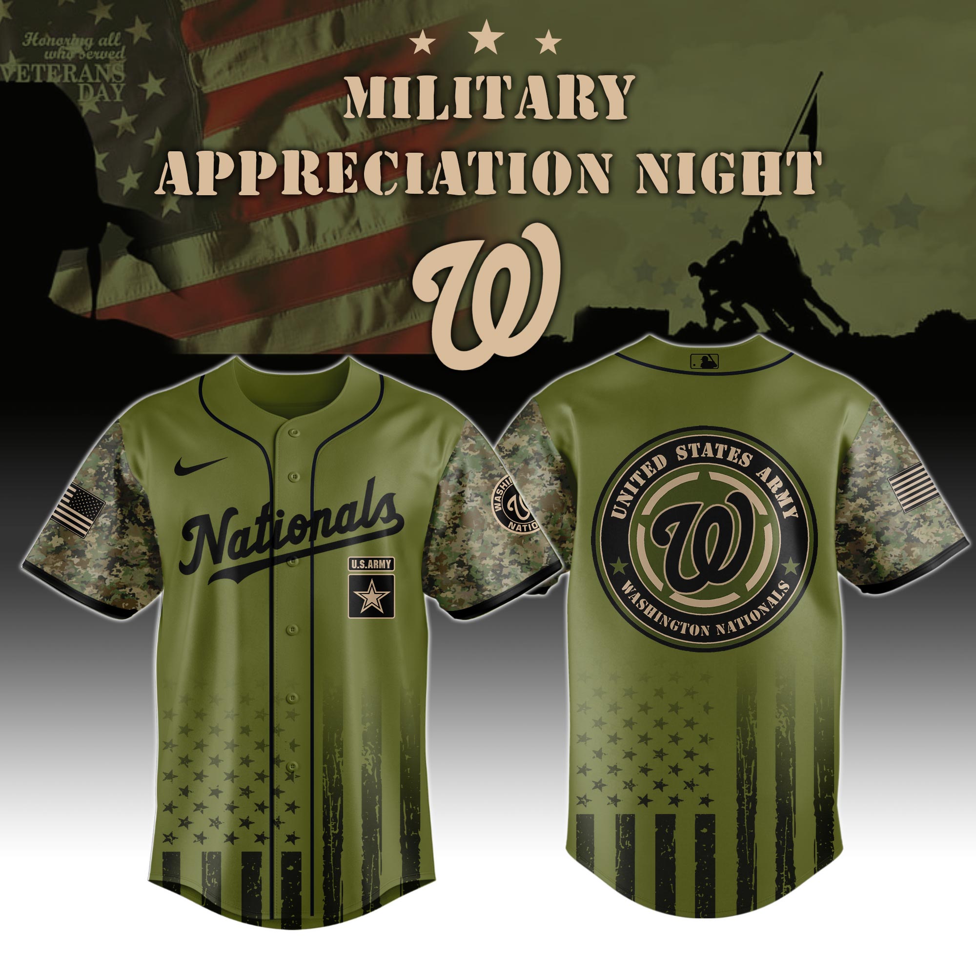 Washington Nationals Army Military Appreciation Night Jersey