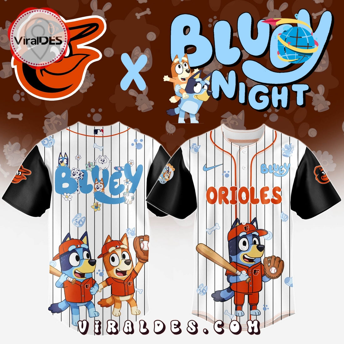 Baltimore Orioles MLB Bluey And Bingo Baseball Jersey