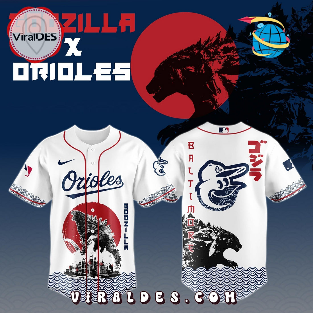 Baltimore Orioles MLB x Godzilla Baseball Jersey