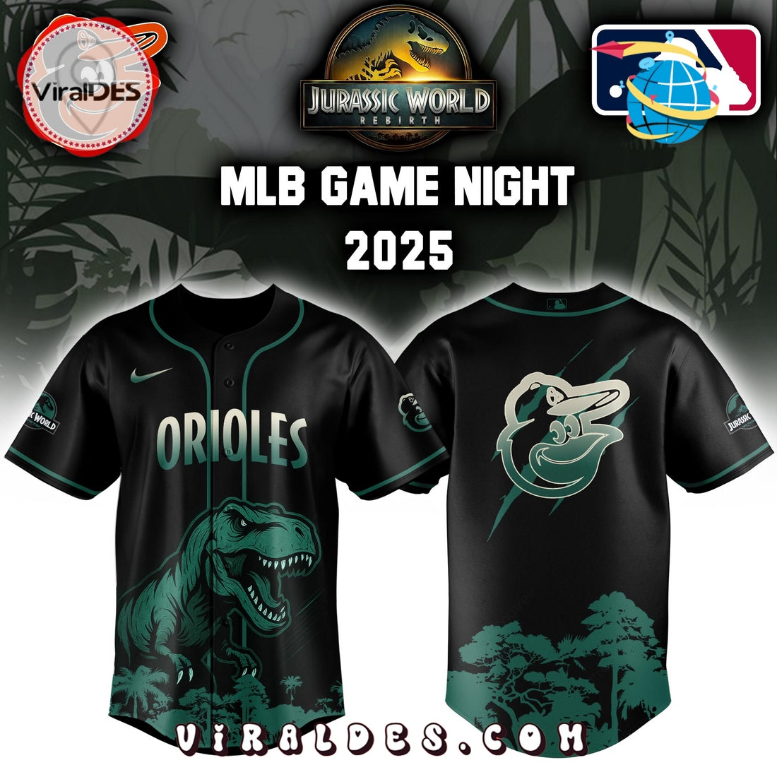Baltimore Orioles x Jurassic World Baseball Jersey