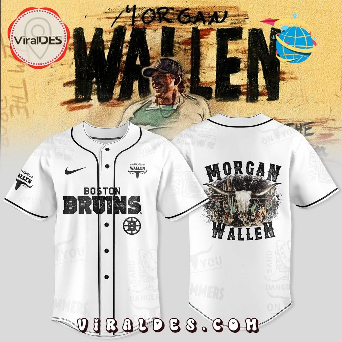 Boston Bruins x Morgan Wallen Baseball Jersey