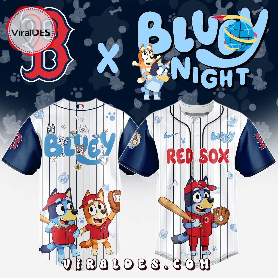 Boston Red Sox MLB Bluey And Bingo Baseball Jersey