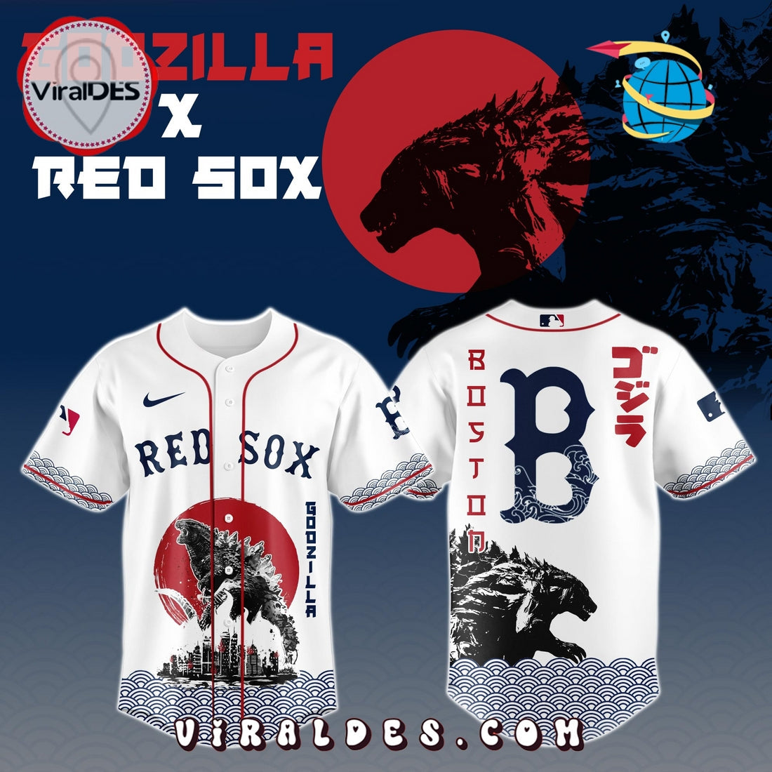 Boston Red Sox MLB x Godzilla Baseball Jersey