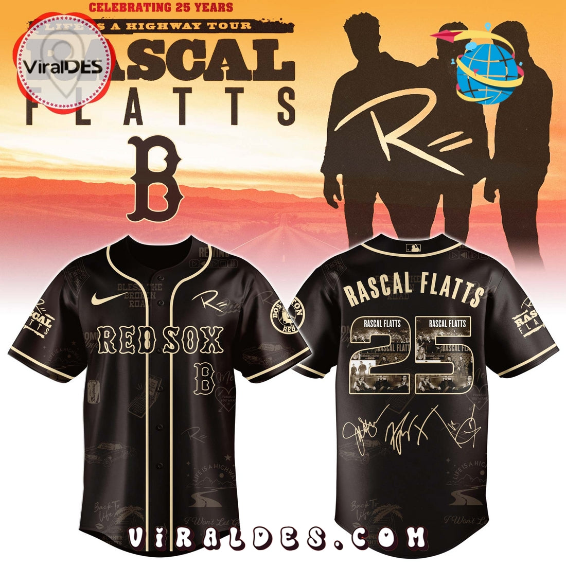 Boston Red Sox MLB x Rascal Flatts Life Is a Highway Tour Jersey