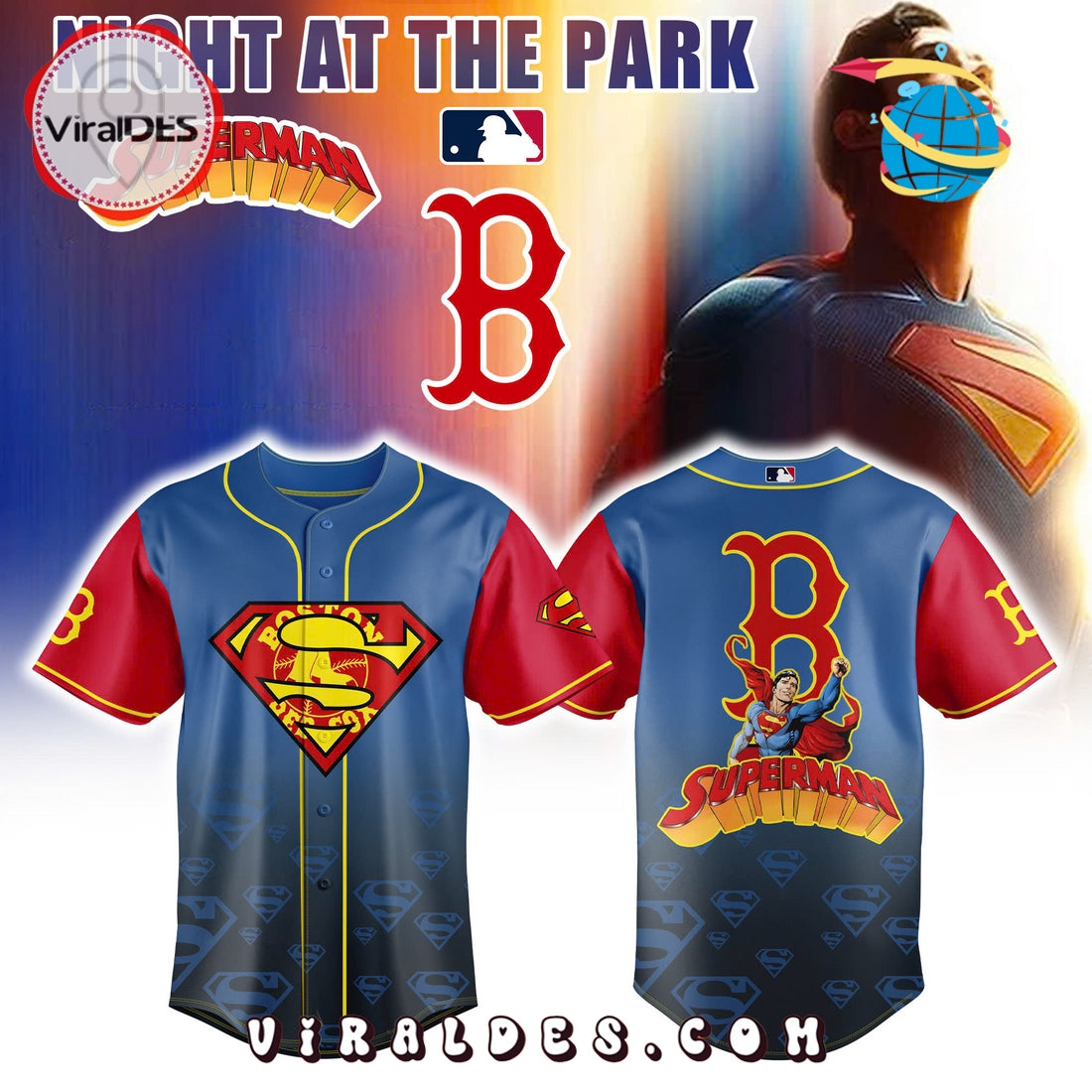 Boston Red Sox Superman Night Baseball Jersey