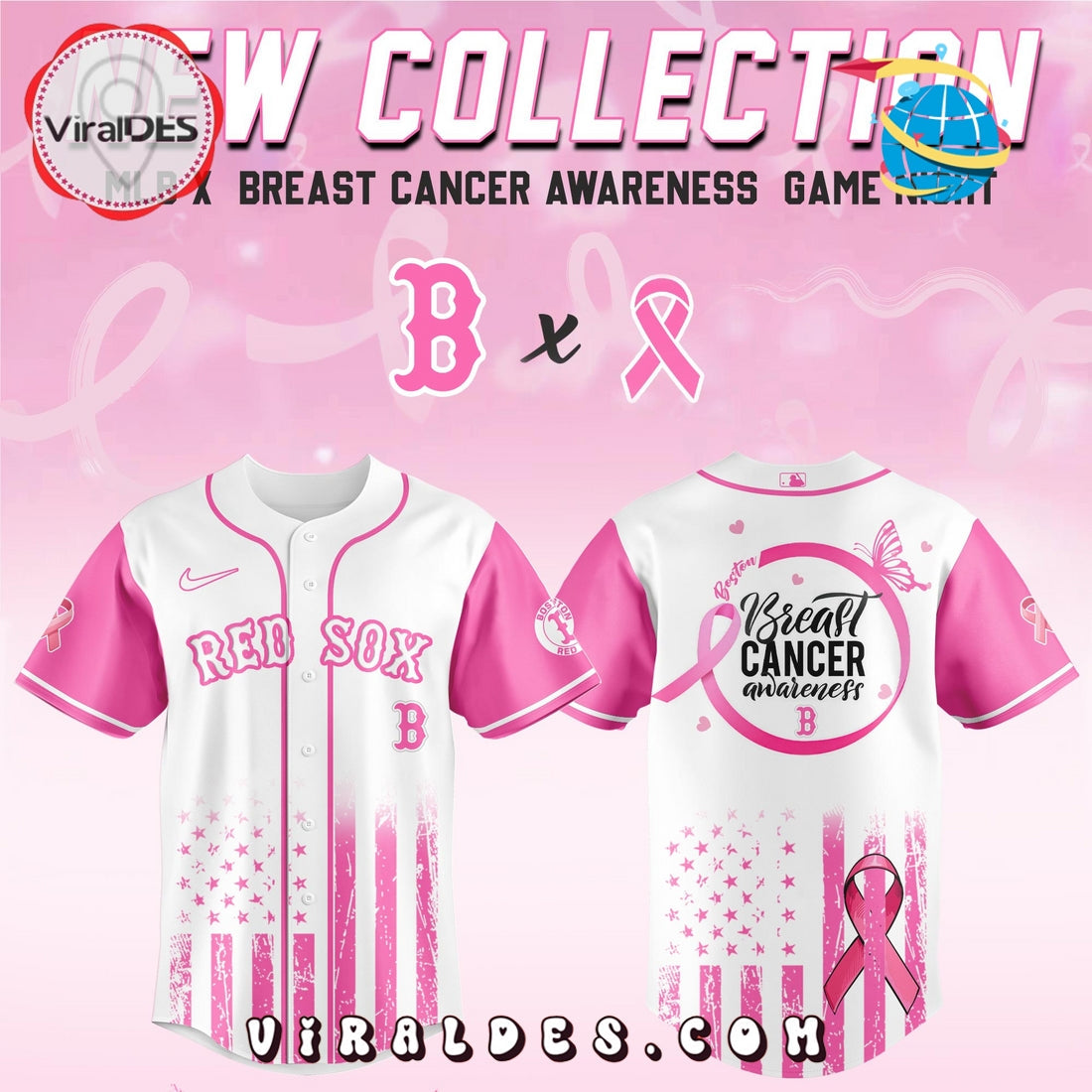 Boston Red Sox x Breast Cancer Awareness Game Night Baseball Jersey