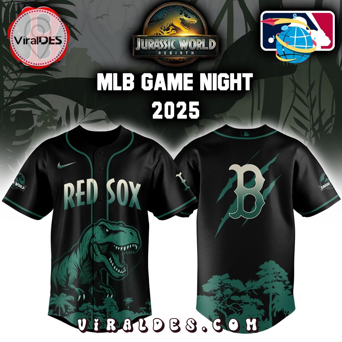 Boston Red Sox x Jurassic World Baseball Jersey