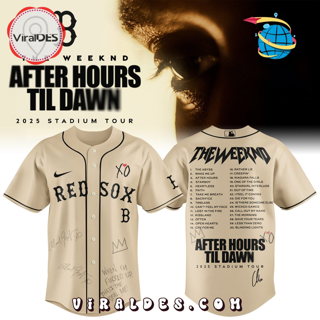 Boston Red Sox x The Weeknd After Hours Til Dawn Baseball Jersey