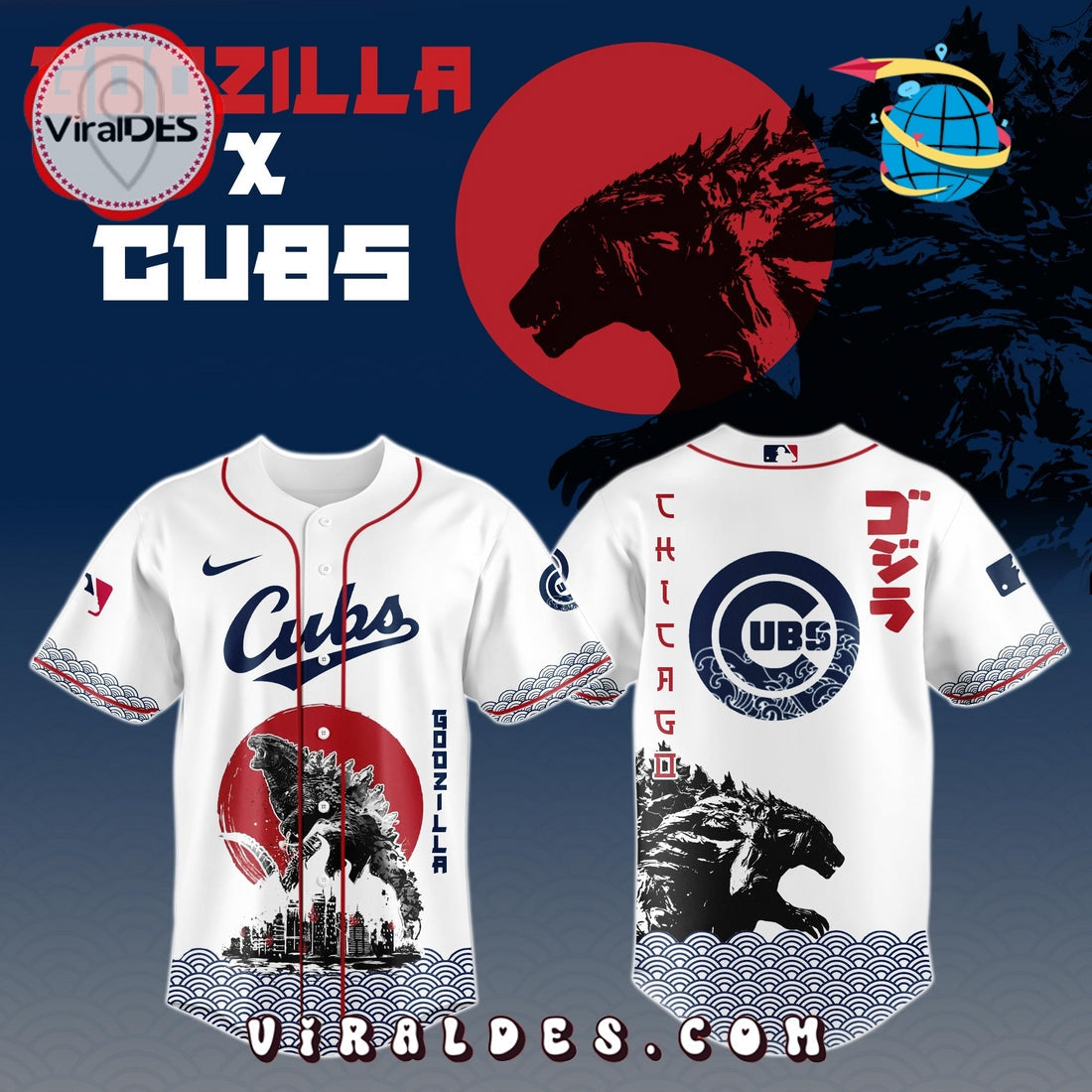 Chicago Cubs MLB x Godzilla Baseball Jersey