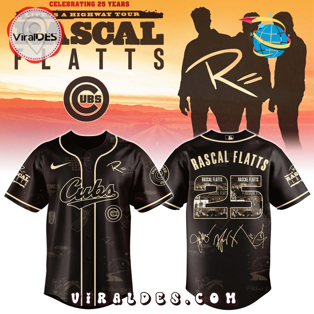 Chicago Cubs MLB x Rascal Flatts Life Is a Highway Tour Jersey