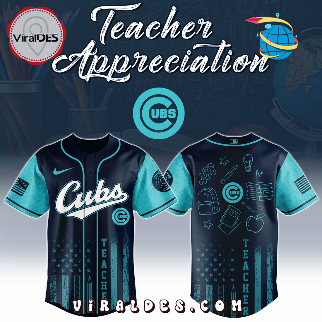 Chicago Cubs MLB x Teacher Appreciation Day Baseball Jersey