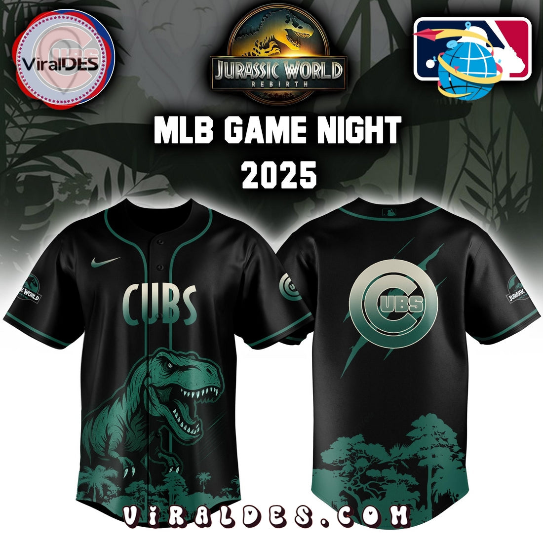 Chicago Cubs x Jurassic World Baseball Jersey
