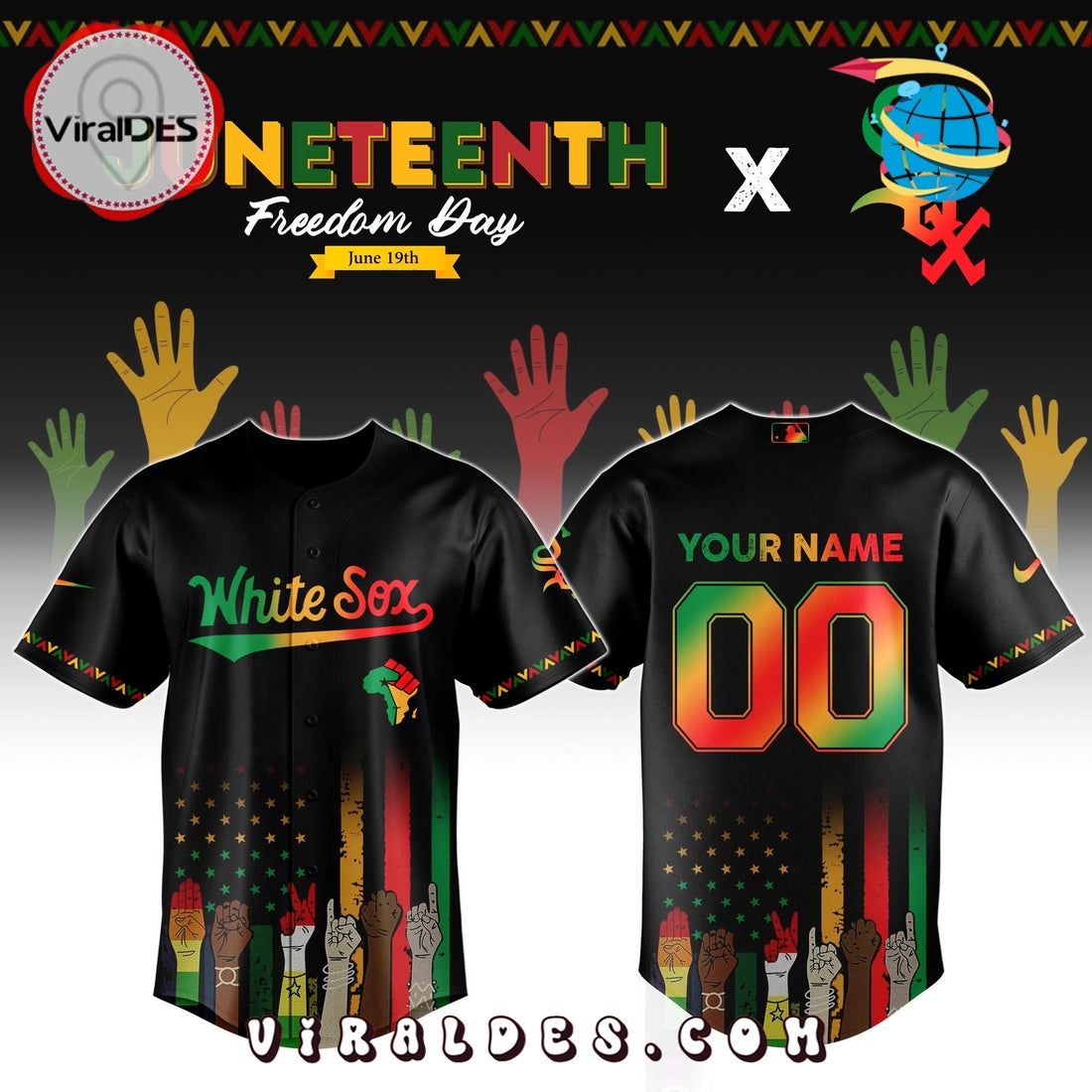 Chicago White Sox Custom MLB Juneteenth Baseball Jersey