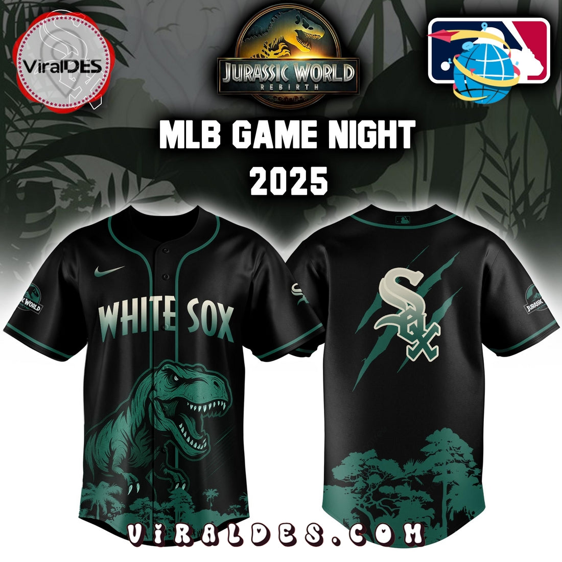 Chicago White Sox x Jurassic World Baseball Jersey
