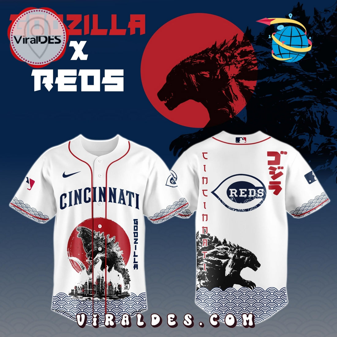 Cincinnati Reds MLB x Godzilla Baseball Jersey