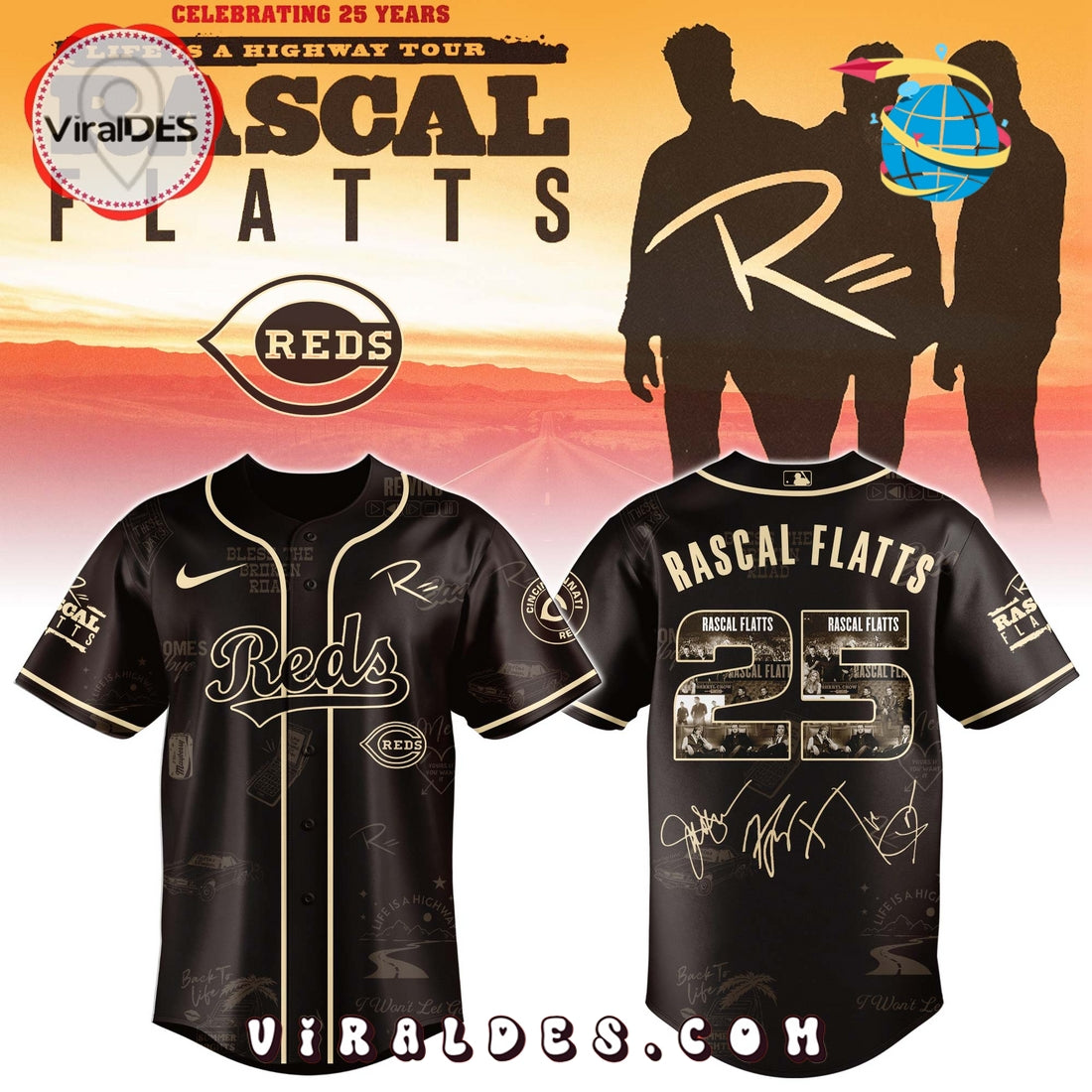 Cincinnati Reds MLB x Rascal Flatts Life Is a Highway Tour Jersey