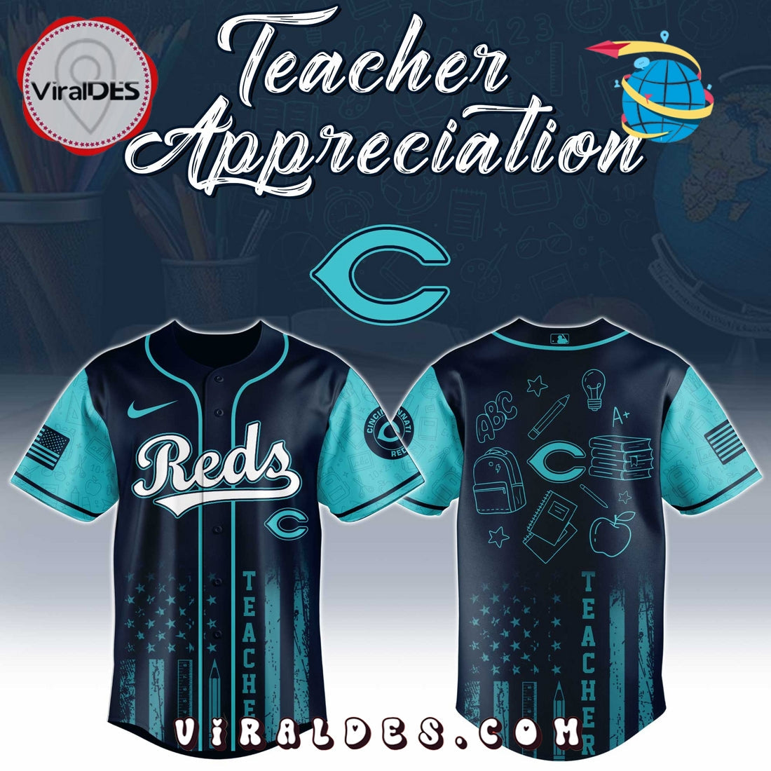 Cincinnati Reds MLB x Teacher Appreciation Day Baseball Jersey
